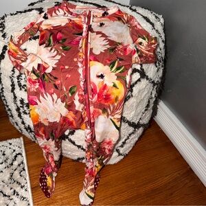 Posh Peanut Floral Zip Footie Pajamas Ruffle Butt 18-24 Months Bamboo Sleeper